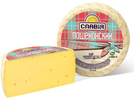 Сир твердий пошехонський СЛАВІЯ 45%, 1 кг